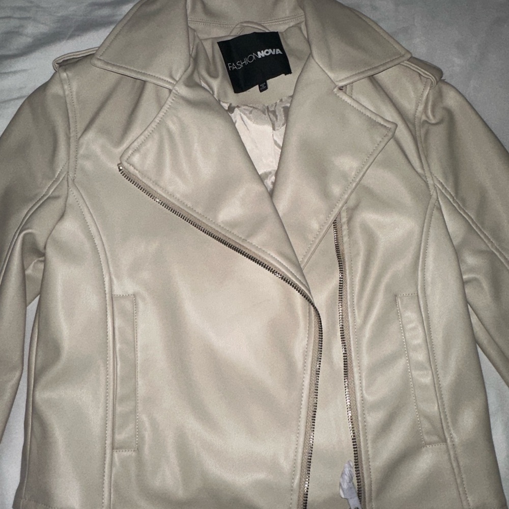 Fashion Nova Beige Leather Jacket